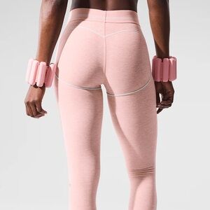 Alo Yoga Alosoft High-Waist Heart Throb Legging in Pink Quartz Heather/White